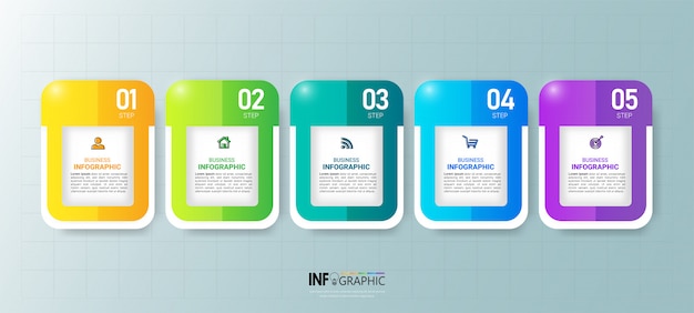 Elemento de infografía empresarial con 5 opciones.