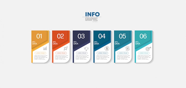 Elemento de infografía con iconos y 6 opciones o pasos.