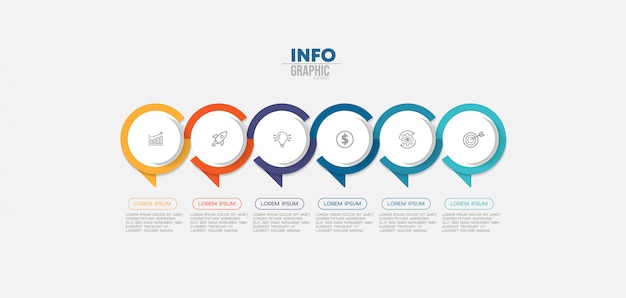 Elemento de infografía con iconos y 6 opciones o pasos.