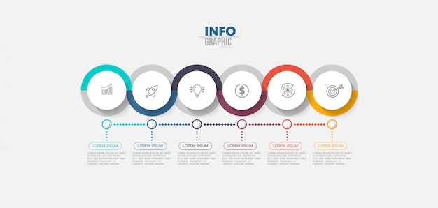 Elemento de infografía con iconos y 6 opciones o pasos.