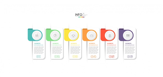 Elemento de infografía con iconos y 6 opciones o pasos.