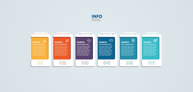 Elemento de infografía con iconos y 6 opciones o pasos.