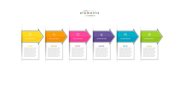 Elemento de infografía con iconos y 6 opciones o pasos.