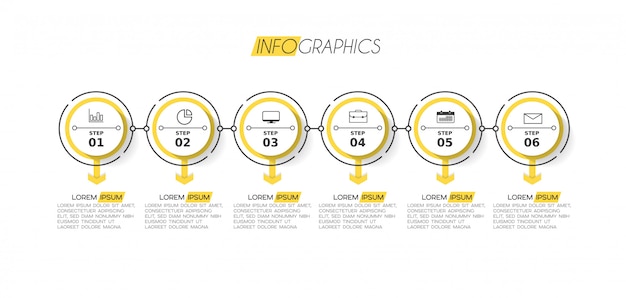 Elemento de infografía con iconos y opciones o pasos.