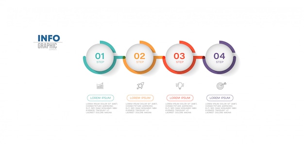 Elemento de infografía con ilustración de pasos