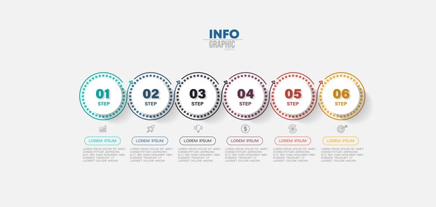 Elemento de infografía con opciones y pasos.