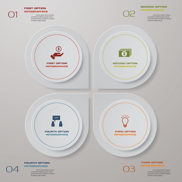 Elemento infografía de proceso de 4 pasos para la presentación.