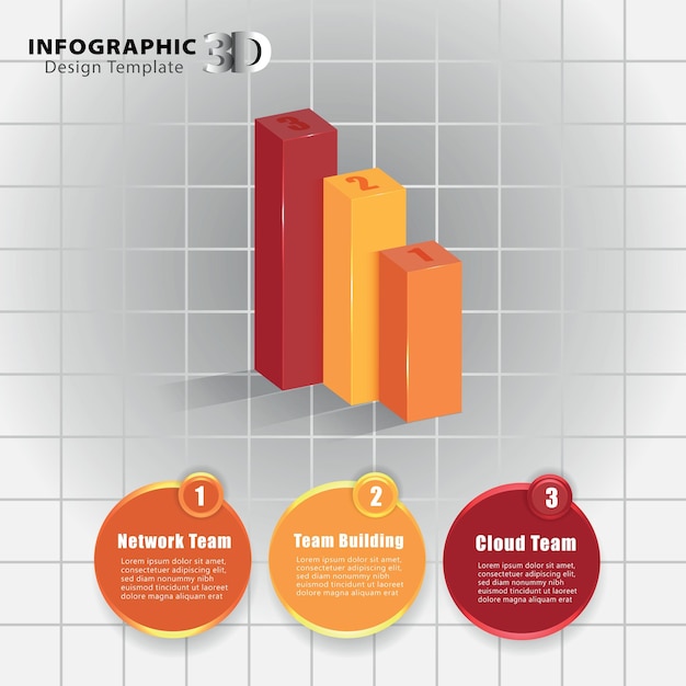 Elemento infográfico 3D, o gráfico con cuatro (3) pasos.