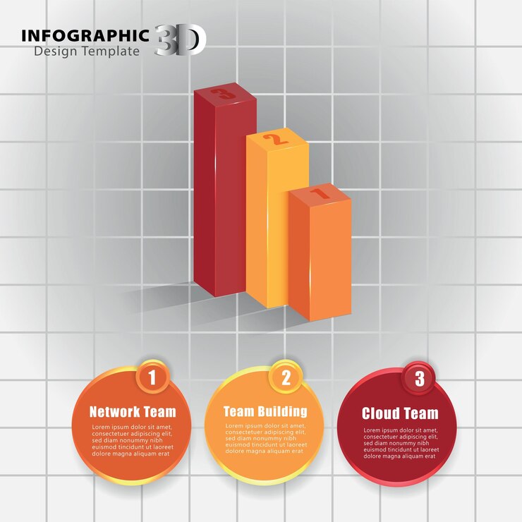 Elemento infográfico 3D, o gráfico con cuatro (3) pasos.