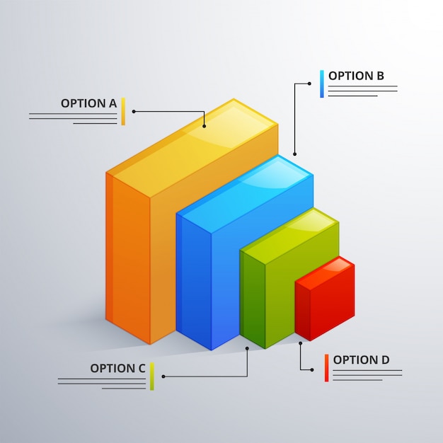 Elemento infográfico 3d o gráfico con cuatro (4) pasos.