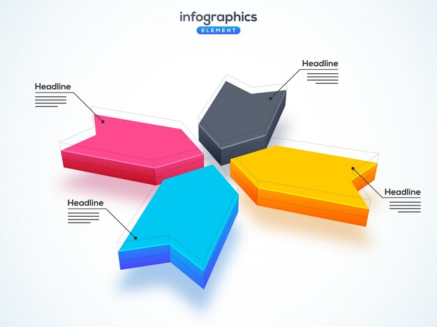 Elemento infográfico 3D o gráfico con cuatro (4) pasos.