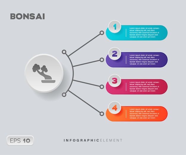 Elemento infográfico de bonsái