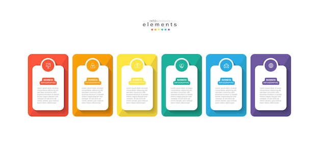 Elemento infográfico con iconos y 6 opciones o pasos.