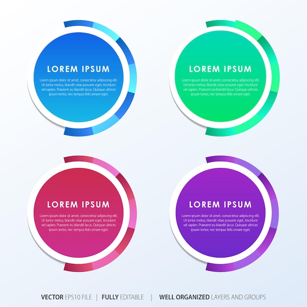 Vector elemento infográfico de negocios con 4 opciones de diseño de plantilla de vector de número de pasos