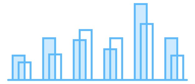 Elemento infográfico de negocios Icono azul de gráfico de columnas