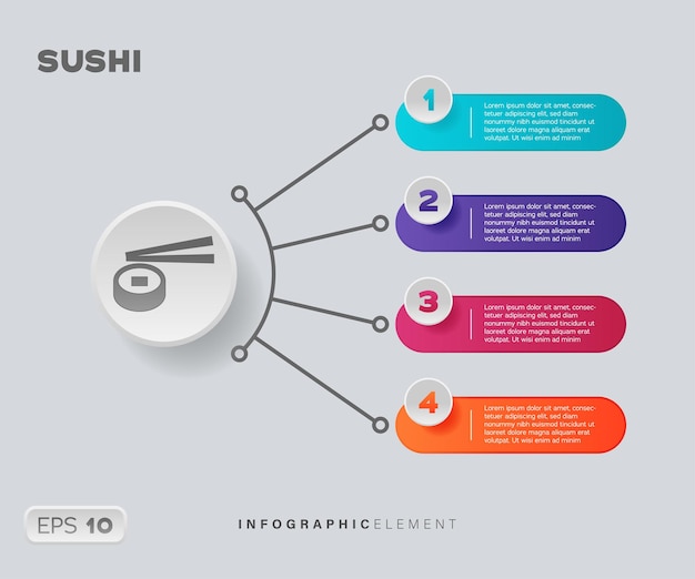 Elemento infográfico de sushi