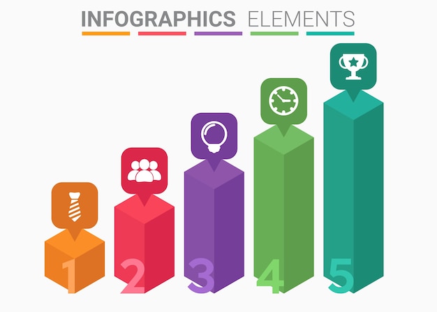 Elemento infographics resumen la plantilla gráfica de los cinco primeros