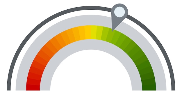 Elemento de interfaz de usuario del panel indicador de calibre colorido redondo aislado sobre fondo blanco