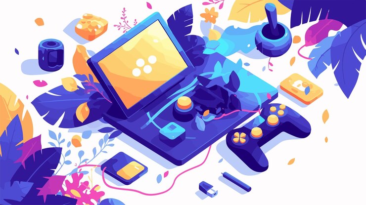 Vector elemento de juego 3d en fondo vectorial plano para proyectos de diseño