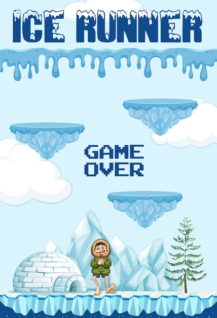 Vector elemento del juego ice runner