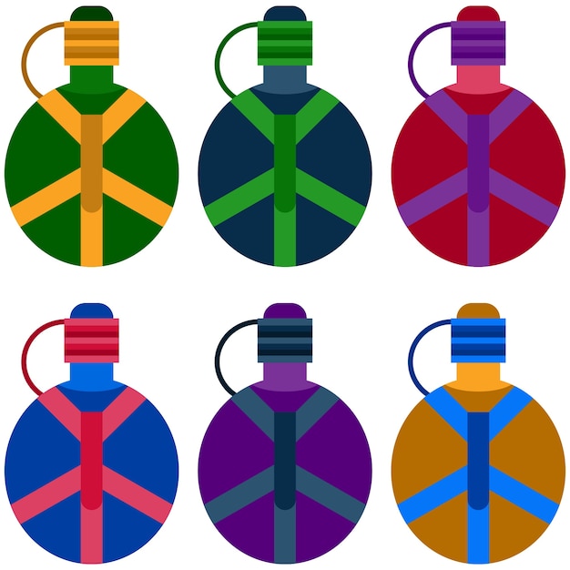 elemento de juego de icono de elemento de botella de agua de ejército colorido