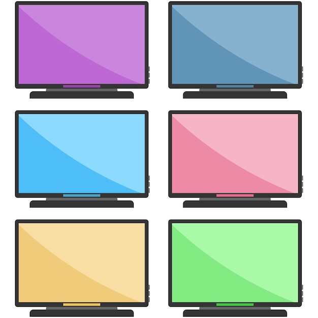 Vector elemento de juego de iconos de elemento de tv inteligente colorido