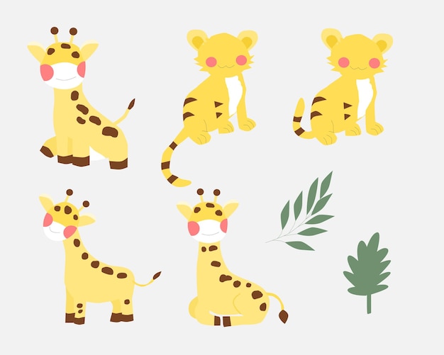 Elemento lindo tigre y jirafa