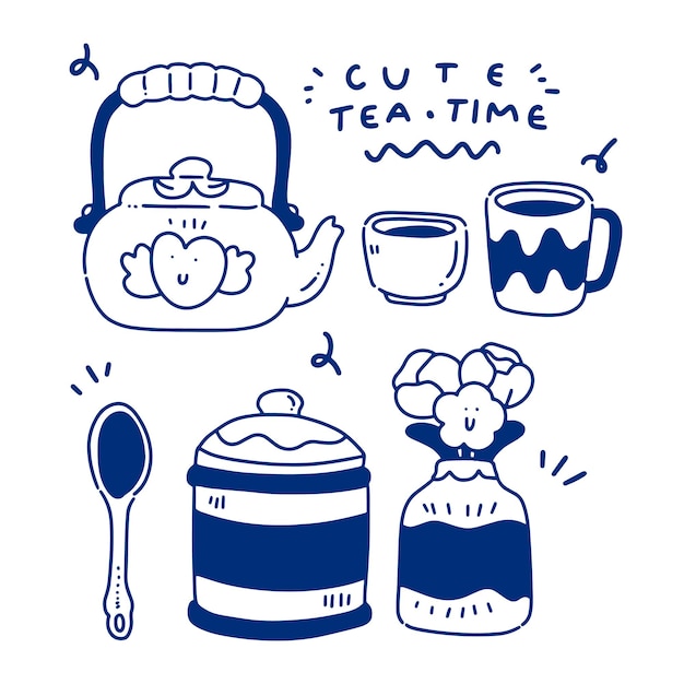 elemento para la línea de coloreo de la hora del té