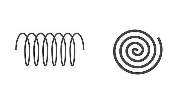 Elemento de línea espiral o forma de remolino de resorte como decoración divertida de dibujos animados gráficos de caracol de alambre circular