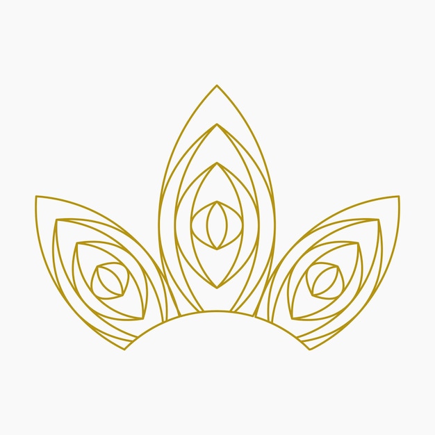 Elemento de logotipo elegante de pétalos de flor triple