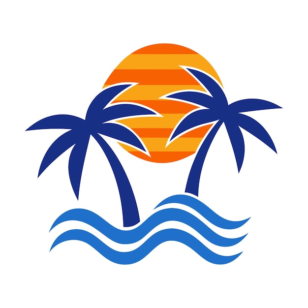 Elemento del logotipo de la palmera Icono de la palma del verano y de los viajes Ilustración vectorial del logotipo