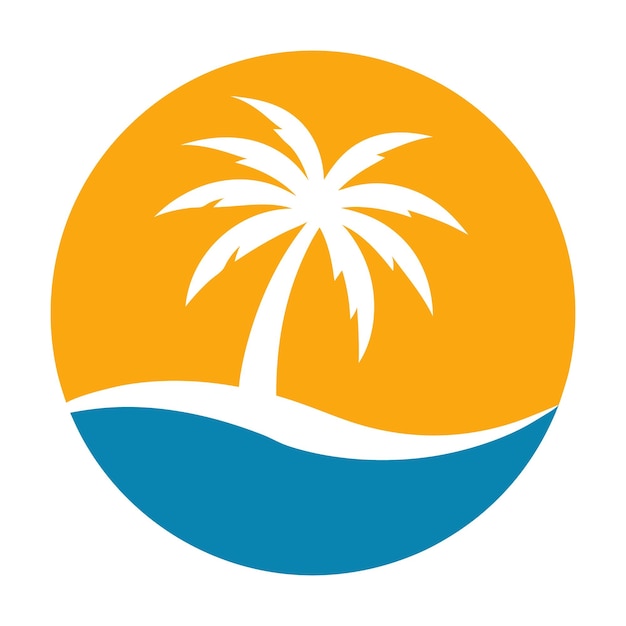 Elemento del logotipo de la palmera Icono de la palma del verano y de los viajes Ilustración vectorial del logotipo