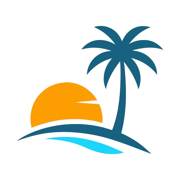 Elemento del logotipo de la palmera Icono de la palma del verano y de los viajes Ilustración vectorial del logotipo