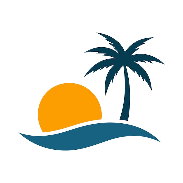 Elemento del logotipo de la palmera Icono de la palma del verano y de los viajes Ilustración vectorial del logotipo