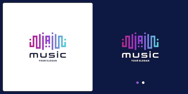 Elemento de logotipo de reproductor de música de pulso con diseño de logotipo letra a