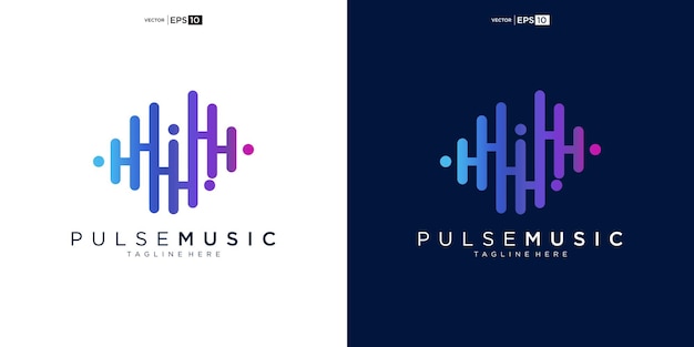Elemento de logotipo de reproductor de música de pulso Plantilla de logotipo Logotipo de onda de audio de tienda de ecualizador de música electrónica