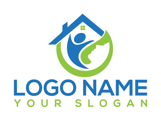 Elemento de logotipo para el techo de la empresa de cuidado domiciliario, la plantilla de logotipo, el logotipo de la casa médica y la empresa inmobiliaria