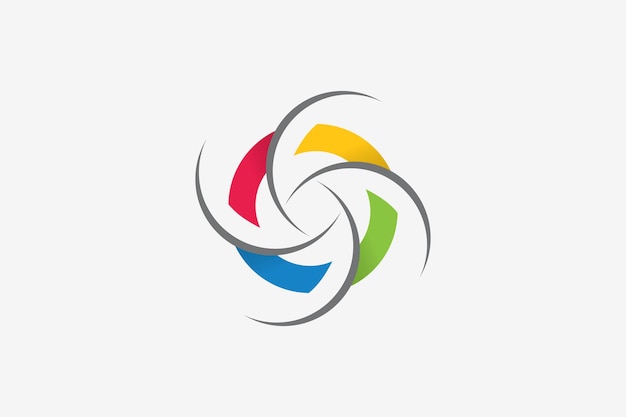 Elemento de logotipo de vector plano de forma abstracta giratoria