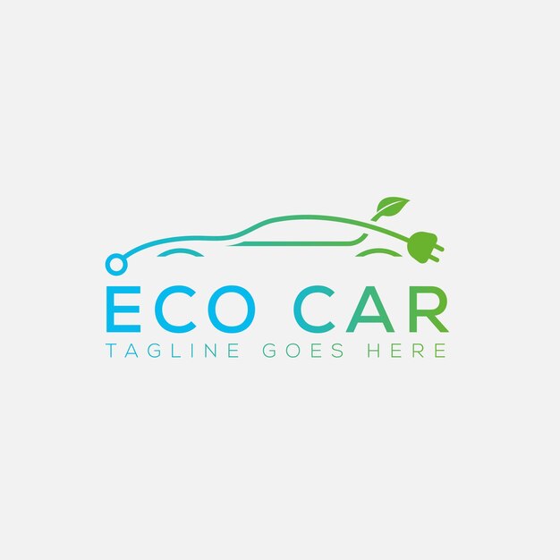 Elemento de marca gráfico vectorial de plantilla de diseño de logotipo de coche ecológico