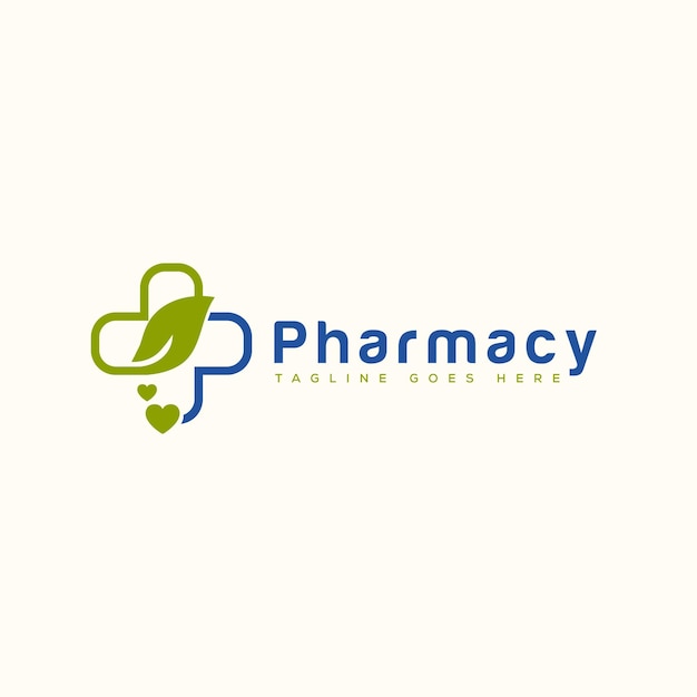 Elemento de marca gráfico vectorial de plantilla de diseño de logotipo de farmacia