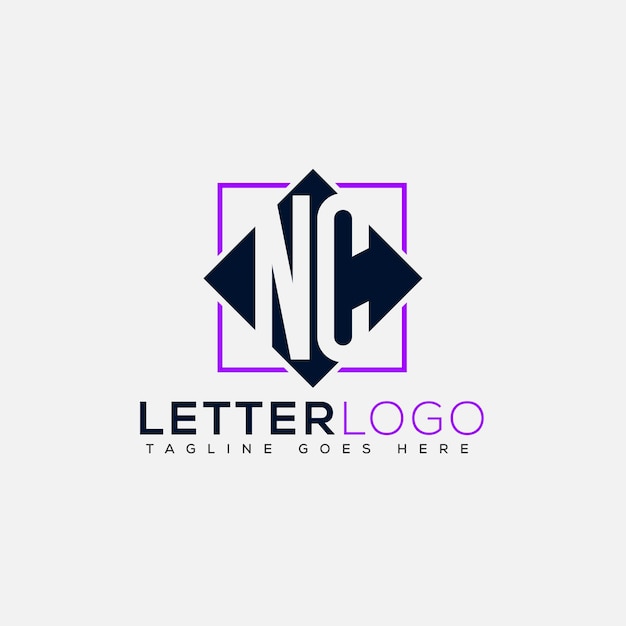 Elemento de marca gráfico vectorial de plantilla de diseño de logotipo NC