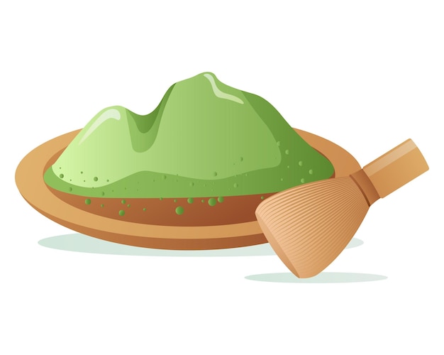 Vector elemento de matcha de un conjunto colorido ilustración caprichosa vitrina polvo de matcha finamente molido