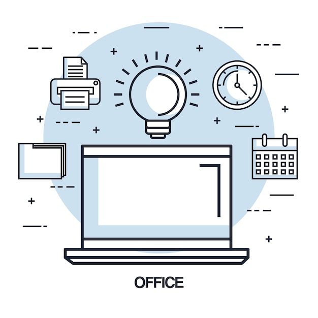 Elemento de negocio de trabajo de idea de laptop de oficina