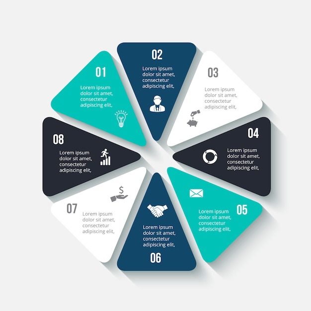 Elemento de octágono de vector para infografía. Plantilla para diagrama de ciclo, gráfico, presentación y gráfico.