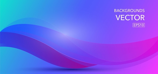 Elemento de onda abstracta para el diseño de fondo de arte de línea estilizada Bandera de Vector colorido