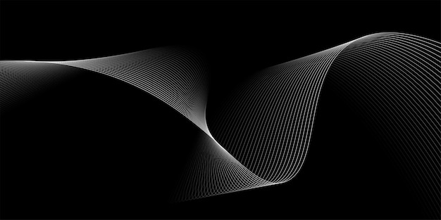 Elemento de onda abstracto para el diseño de línea ondulada curva en fondo oscuro