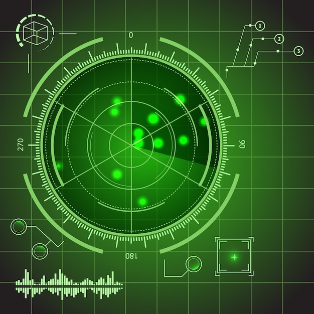 Vector elemento de pantalla verde de tecnología futurista hud establecido en un concepto de datos digitales cibernéticos de fondo ilustración vectorial