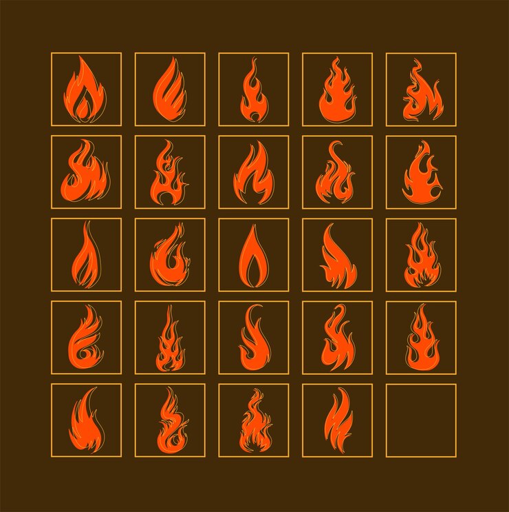 Vector elemento del paquete de llamas de fuego