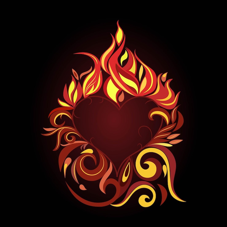 Vector elemento de patrón de corazón de fuego
