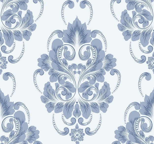 Elemento de patrón sin costuras de damasco Vector clásico de lujo antiguo adorno de damasco real victoriano textura sin costuras para fondos de pantalla envoltura textil Plantilla barroca floral exquisita vintage